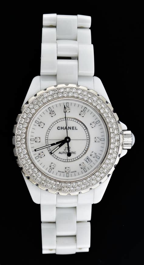 chanel white enamel watch|j12 Chanel watch with diamonds.